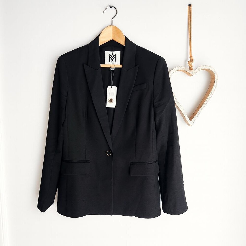Milly Womens Alexa Single-Button Viscose Twill Jacket 20pj70 Size 4 Black $475